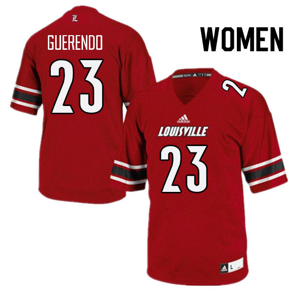 Women #23 Isaac Guerendo Louisville Cardinals College Football Jerseys Stitched Sale-Red - Click Image to Close